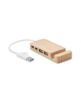 HUBSTAND HUB USB de 4 puertos de bambú