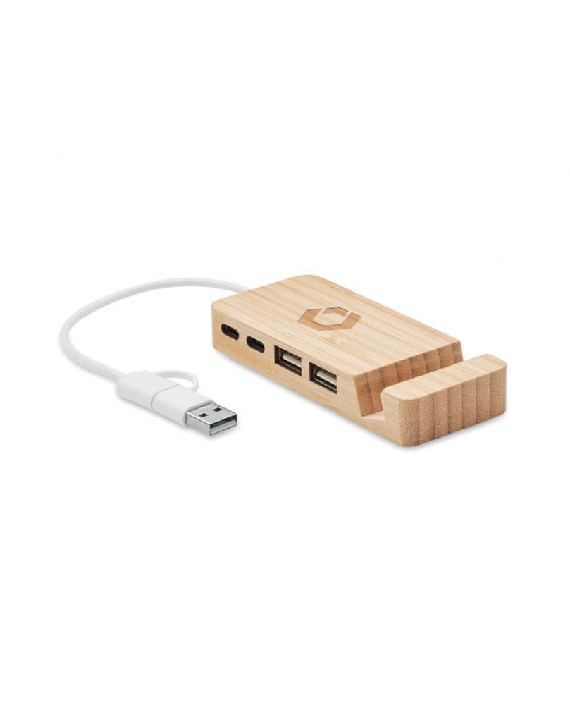 HUBSTAND HUB USB de 4 puertos de bambú