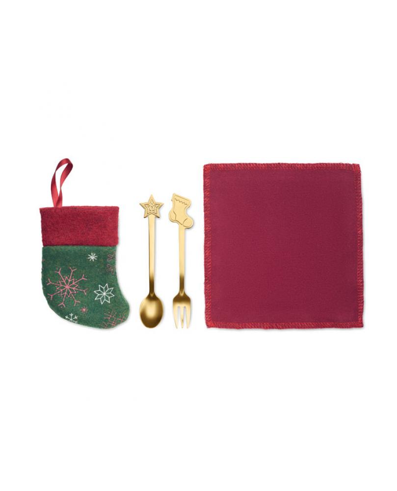 HOLLYWARE Set cubierto postres navideños