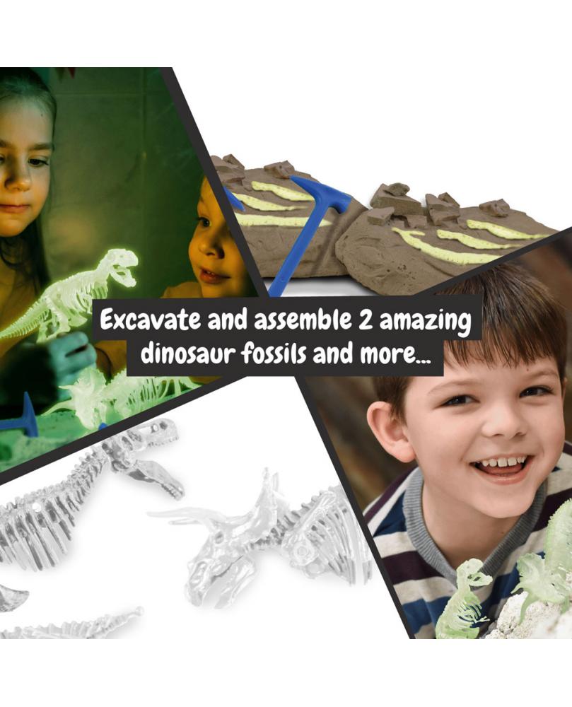 2 in 1 Fossil Excavation Kit II. Juego educativo suministrado con una bolsa de regalo de papel kraft (90 g/m²)