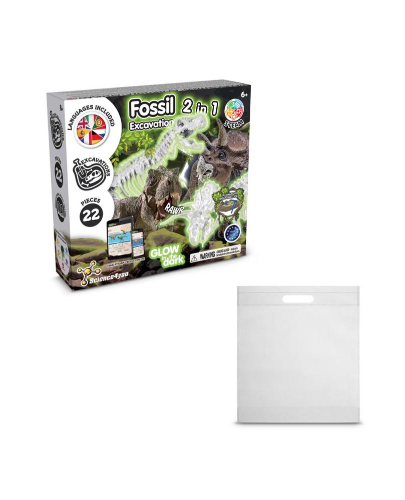 2 in 1 Fossil Excavation Kit IV. Juego educativo suministrado con una bolsa de regalo de non woven (80 g/m²)