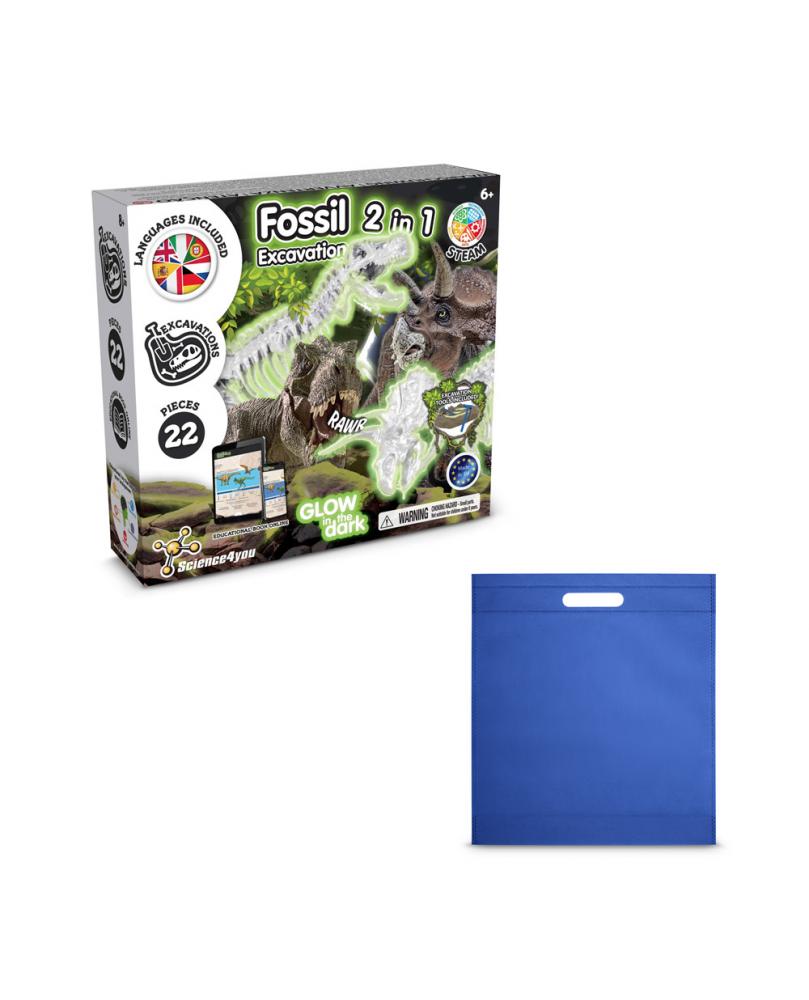 2 in 1 Fossil Excavation Kit IV. Juego educativo suministrado con una bolsa de regalo de non woven (80 g/m²)