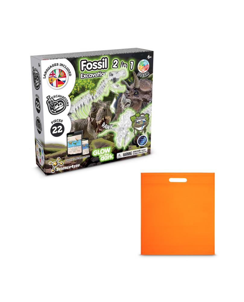 2 in 1 Fossil Excavation Kit IV. Juego educativo suministrado con una bolsa de regalo de non woven (80 g/m²)