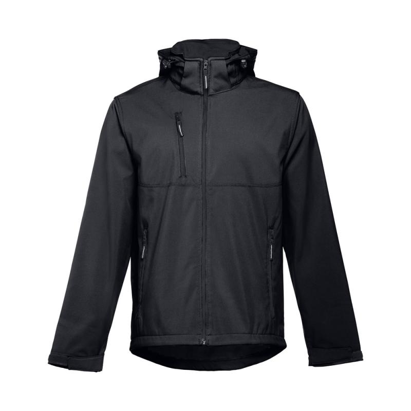 THC ZAGREB. Chaqueta softshell para hombre, con capucha removible