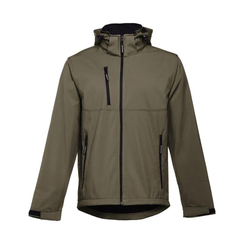 THC ZAGREB. Chaqueta softshell para hombre, con capucha removible