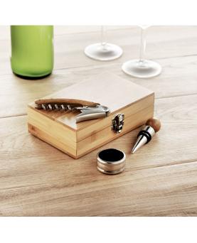 Set de vino en caja de bambú