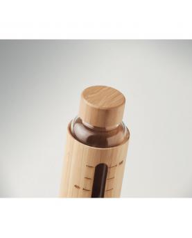 Botella vidrio tapa bambú 600ml