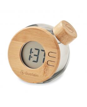DROPPY LUX Reloj LCD de bambú por agua